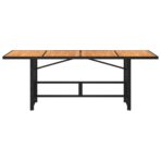 Gartentisch mit Holzplatte Schwarz 190x80x75 cm Poly Rattan – Bild 4