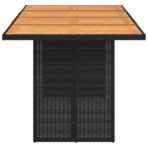 Gartentisch mit Holzplatte Schwarz 190x80x75 cm Poly Rattan – Bild 5