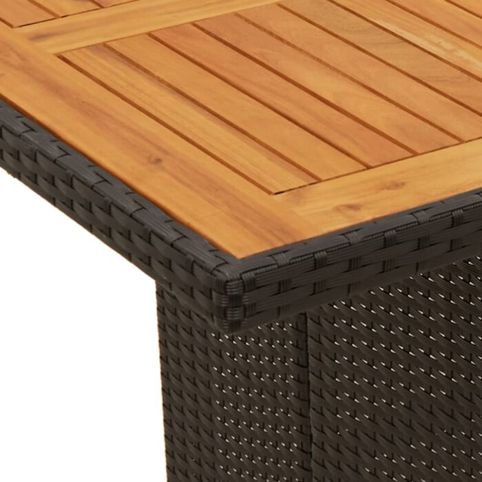 Gartentisch mit Holzplatte Schwarz 190x80x75 cm Poly Rattan – Bild 8