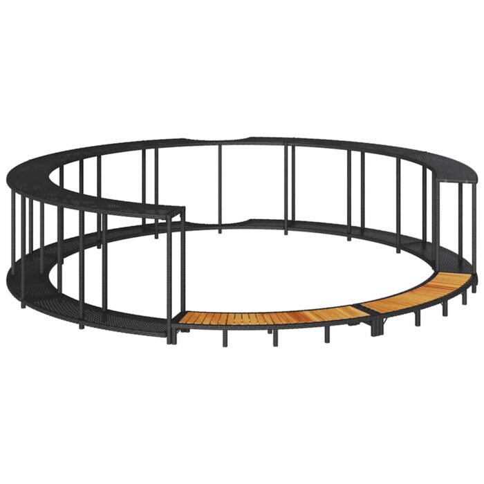 Whirlpool-Umrandung mit Stauraum Holztreppe Schwarz Poly Rattan – Bild 2