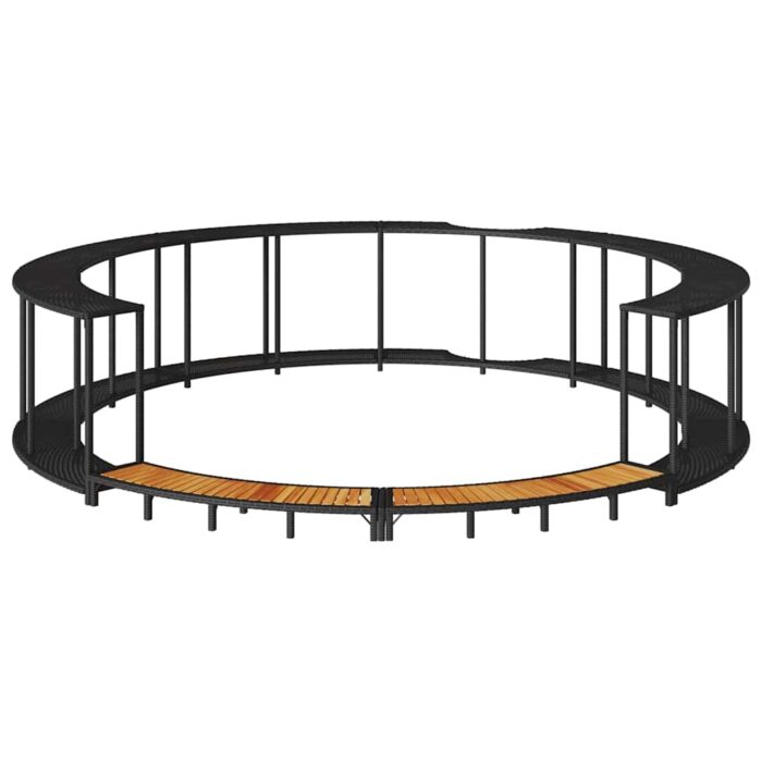 Whirlpool-Umrandung mit Stauraum Holztreppe Schwarz Poly Rattan – Bild 5