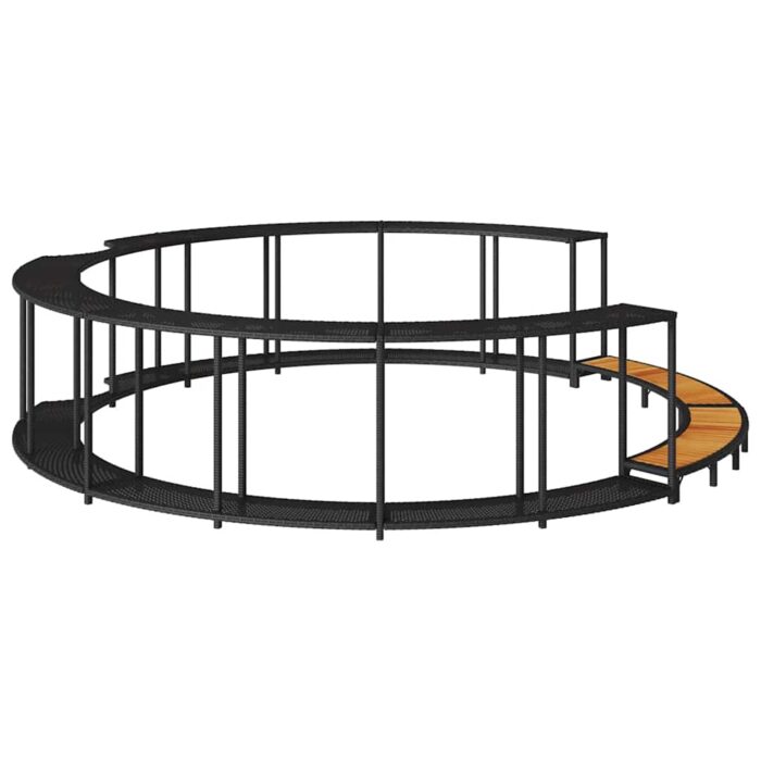 Whirlpool-Umrandung mit Stauraum Holztreppe Schwarz Poly Rattan – Bild 6