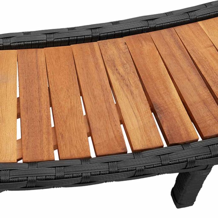 Whirlpool-Umrandung mit Stauraum Holztreppe Schwarz Poly Rattan – Bild 8