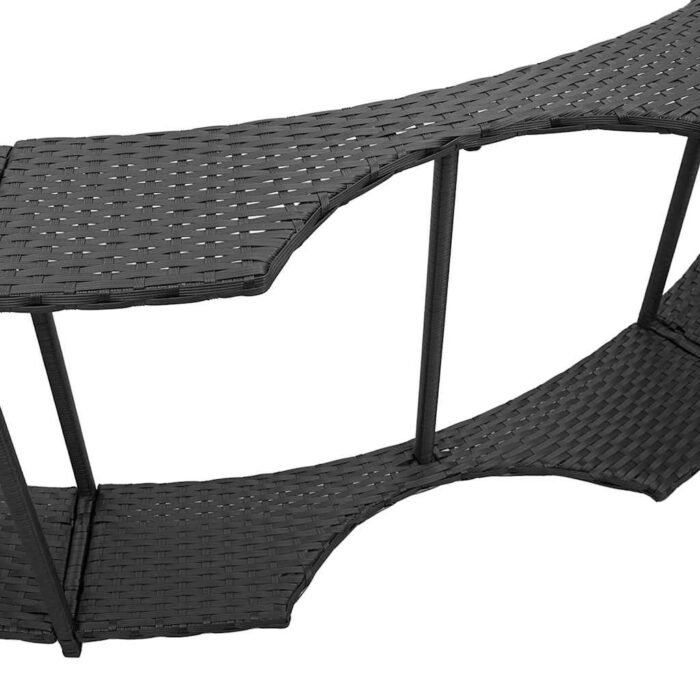Whirlpool-Umrandung mit Stauraum Holztreppe Schwarz Poly Rattan – Bild 9