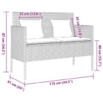 Gartenbank mit Kissen Schwarz Poly Rattan – Bild 12