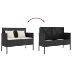 Gartenbank mit Kissen Schwarz Poly Rattan – Bild 7