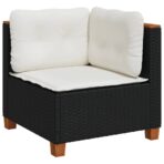 Garten-Ecksofa mit Kissen Schwarz Poly Rattan – Bild 2