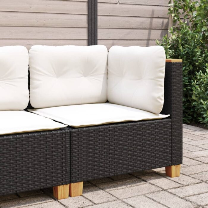 Garten-Ecksofa mit Kissen Schwarz Poly Rattan – Bild 3