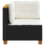 Garten-Ecksofa mit Kissen Schwarz Poly Rattan – Bild 5
