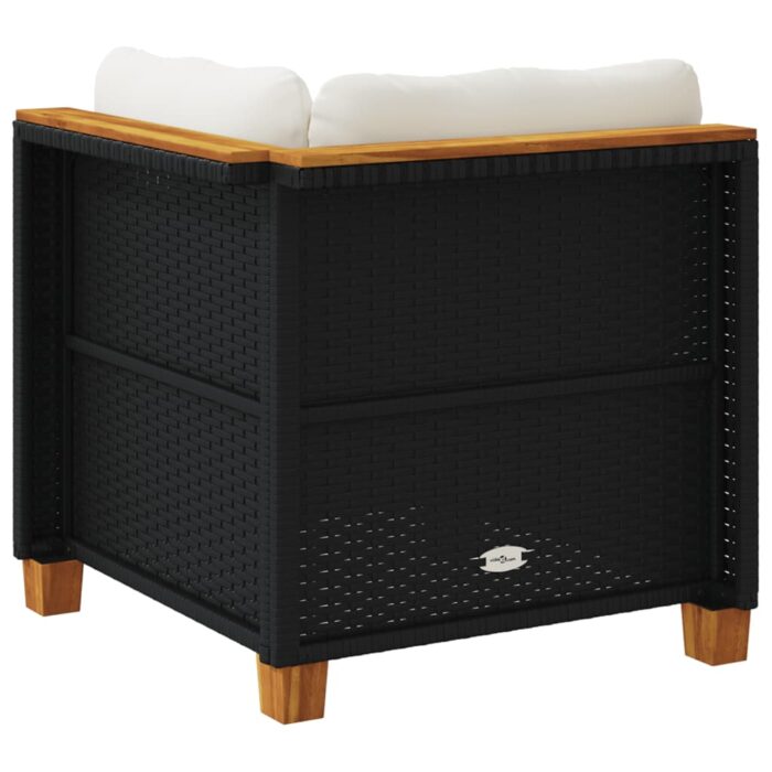 Garten-Ecksofa mit Kissen Schwarz Poly Rattan – Bild 6