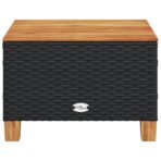 Gartentisch Schwarz 55x55x36 cm Poly Rattan Akazienholz – Bild 4