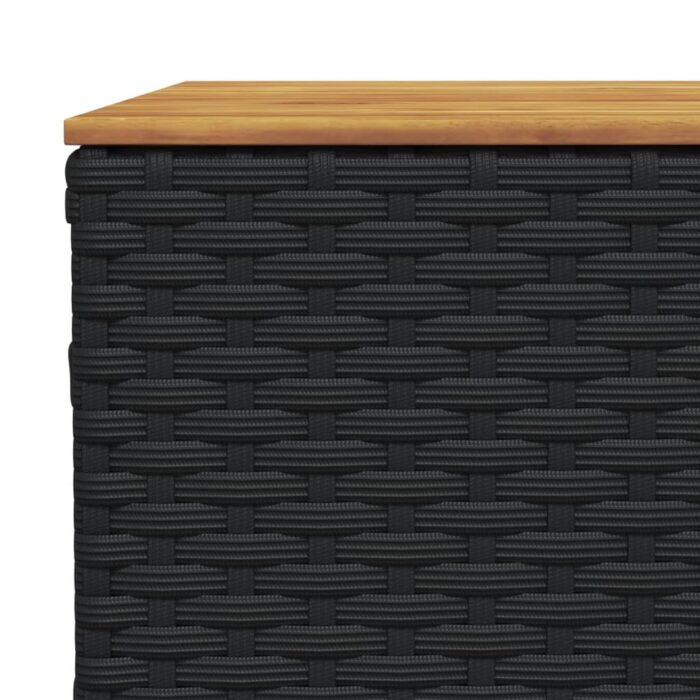 Gartentisch Schwarz 55x55x36 cm Poly Rattan Akazienholz – Bild 7