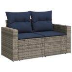 Gartensofa mit Kissen 2-Sitzer Braun Poly Rattan – Bild 2