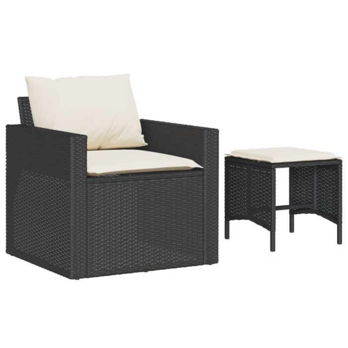 4-tlg. Garten-Sofagarnitur mit Kissen Schwarz Poly Rattan – Bild 3