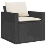 4-tlg. Garten-Sofagarnitur mit Kissen Schwarz Poly Rattan – Bild 4