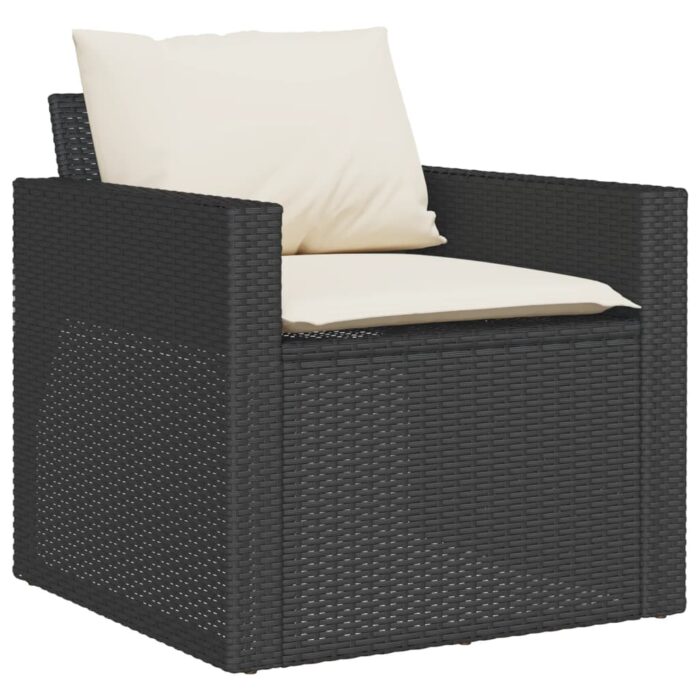 4-tlg. Garten-Sofagarnitur mit Kissen Schwarz Poly Rattan – Bild 4