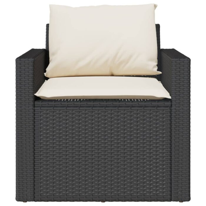 4-tlg. Garten-Sofagarnitur mit Kissen Schwarz Poly Rattan – Bild 6