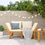 Gartenbank mit Kissen 2-in-1 Massivholz Akazie - Massivholz Akazie