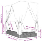 Doppel-Sonnenliege mit Dach und Vorhängen Schwarz Poly-Rattan – Bild 9