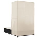 Doppel-Sonnenliege mit Dach und Vorhängen Schwarz Poly-Rattan – Bild 6