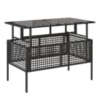 4-tlg. Garten-Sofagarnitur mit Kissen Schwarz Poly Rattan Glas – Bild 8