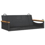 Hängebank Schwarz 109x62x40 cm Poly Rattan – Bild 2