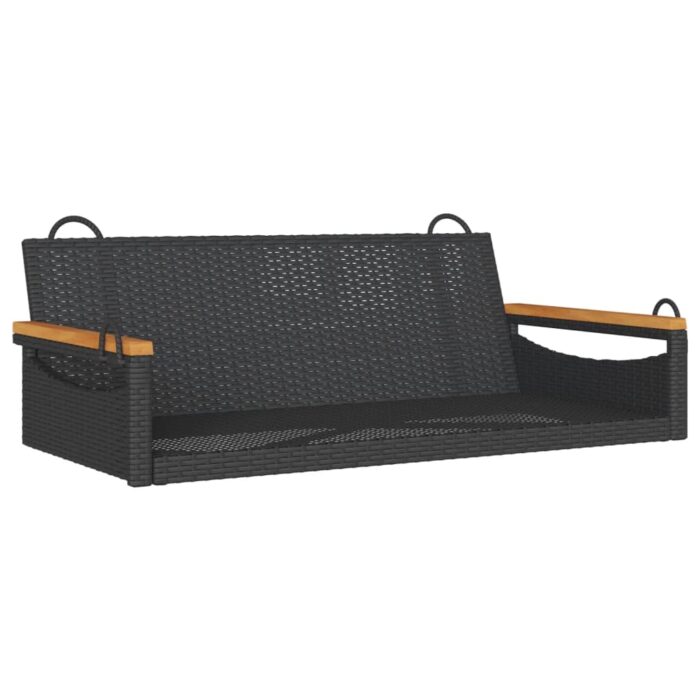 Hängebank Schwarz 109x62x40 cm Poly Rattan – Bild 2