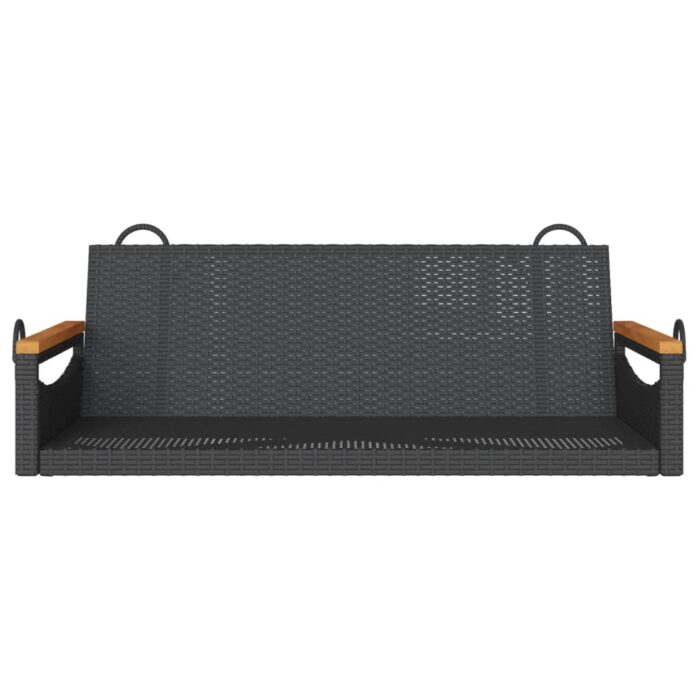 Hängebank Schwarz 109x62x40 cm Poly Rattan – Bild 4