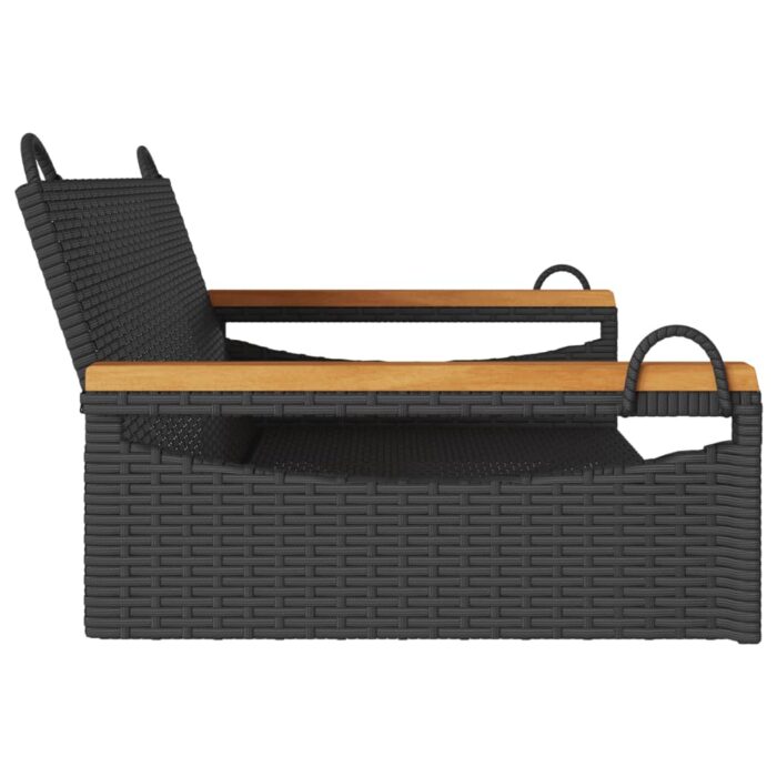 Hängebank Schwarz 109x62x40 cm Poly Rattan – Bild 5