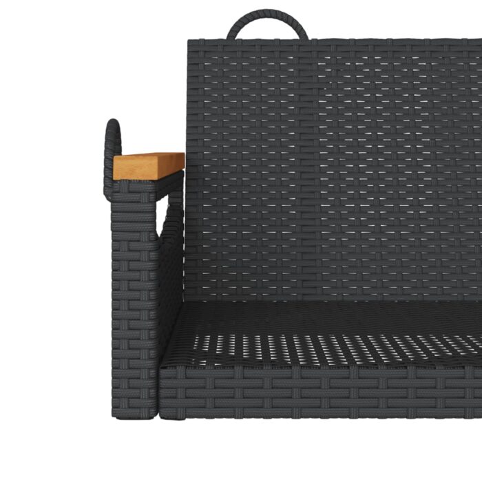 Hängebank Schwarz 109x62x40 cm Poly Rattan – Bild 8