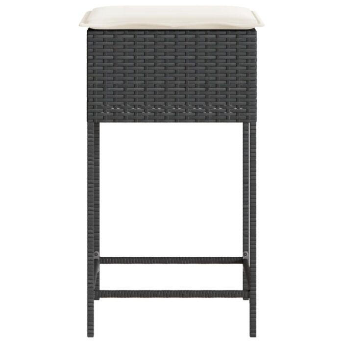 Garten-Barhocker mit Kissen 2 Stk. Schwarz Poly Rattan – Bild 6