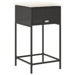 Garten-Barhocker mit Kissen 2 Stk. Schwarz Poly Rattan – Bild 7