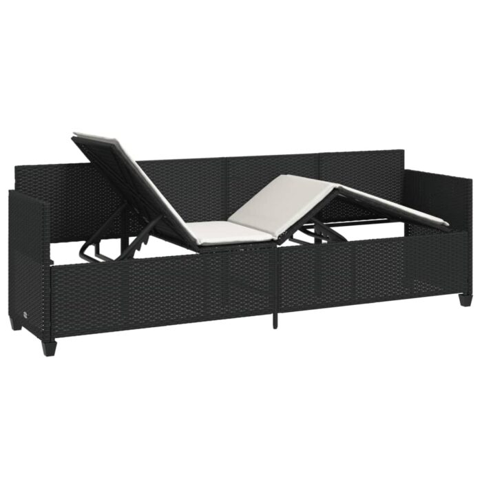 Sonnenliege mit Kissen Schwarz Poly Rattan – Bild 4