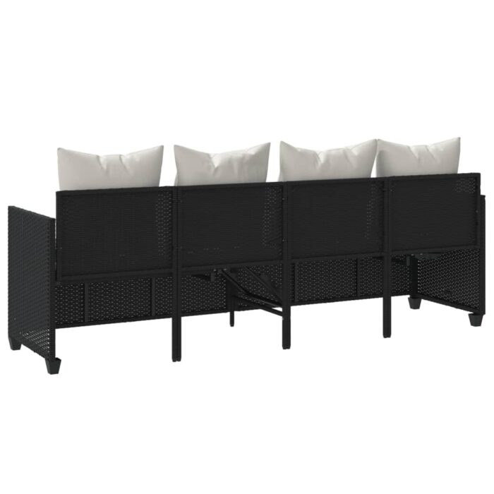 Sonnenliege mit Kissen Schwarz Poly Rattan – Bild 7