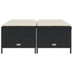 Gartenhocker mit Kissen 4 Stk. Schwarz Poly Rattan – Bild 3