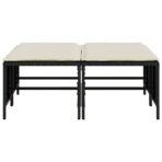 Gartenhocker mit Kissen 4 Stk. Schwarz Poly Rattan – Bild 4