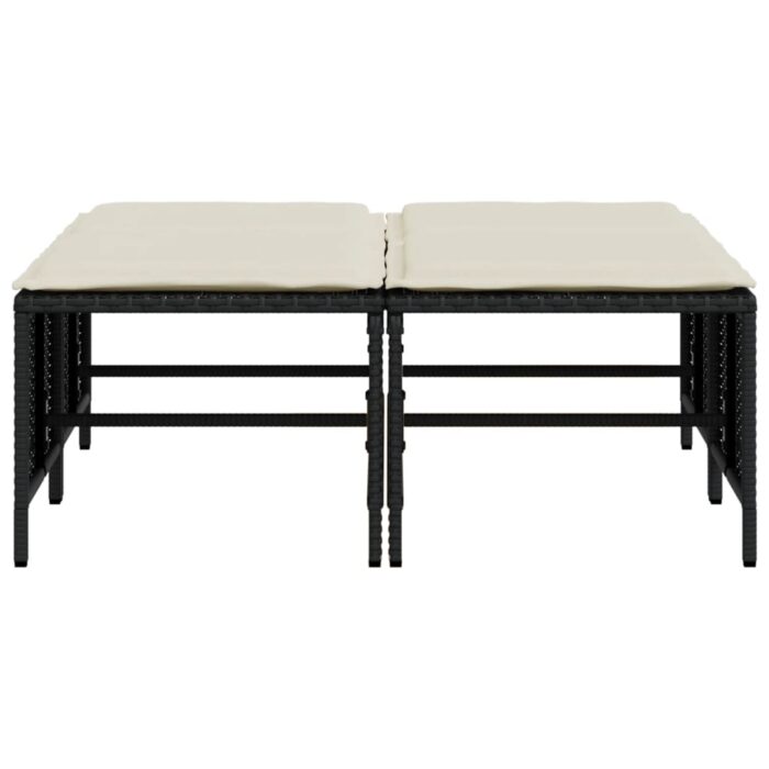 Gartenhocker mit Kissen 4 Stk. Schwarz Poly Rattan – Bild 4