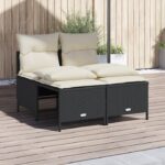 4-tlg. Garten-Sofagarnitur mit Kissen Schwarz Poly Rattan