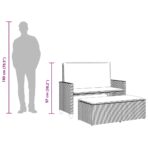 Gartenbank mit Kissen und Hocker Schwarz Poly Rattan – Bild 11