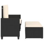 Gartenbank mit Kissen und Hocker Schwarz Poly Rattan – Bild 6