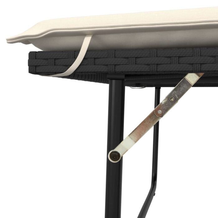 Gartenbank mit Kissen und Hocker Schwarz Poly Rattan – Bild 9