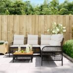 2-tlg. Garten-Sofagarnitur mit Auflagen Schwarz Poly Rattan – Bild 3