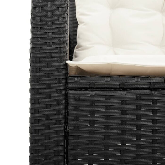 Gartensofa in L-Form mit Tisch und Kissen Schwarz Poly Rattan – Bild 10