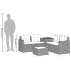 Gartensofa in L-Form mit Tisch und Kissen Schwarz Poly Rattan – Bild 13