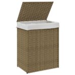 Wäschekorb mit Deckel 46x33x60 cm Poly Rattan – Bild 4