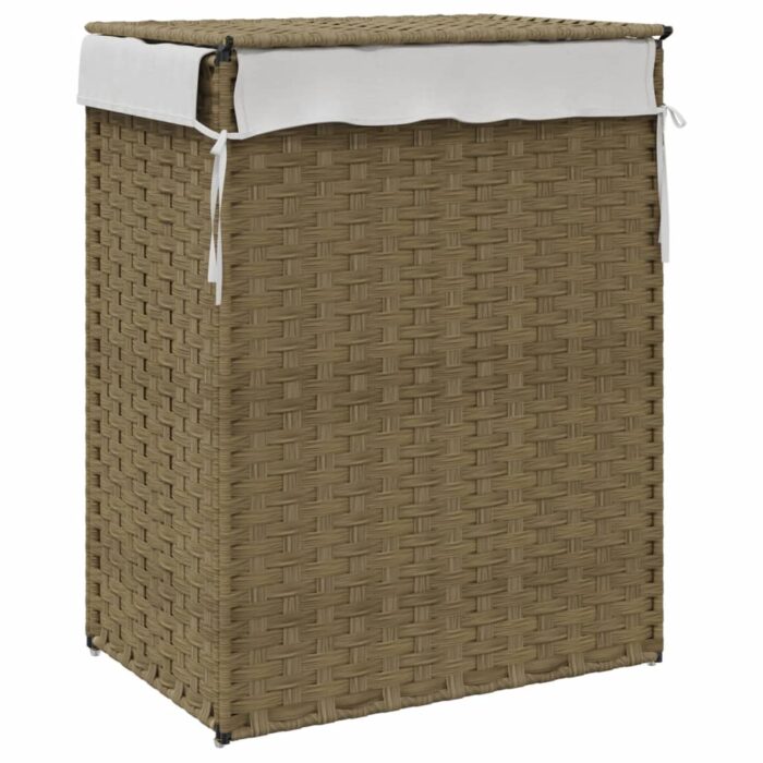 Wäschekorb mit Deckel 46x33x60 cm Poly Rattan – Bild 6
