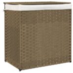 Wäschekorb mit 2 Fächern 53x35x57 cm Poly Rattan – Bild 2
