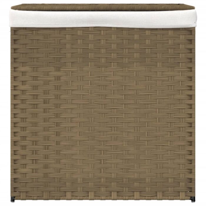Wäschekorb mit 2 Fächern 53x35x57 cm Poly Rattan – Bild 3