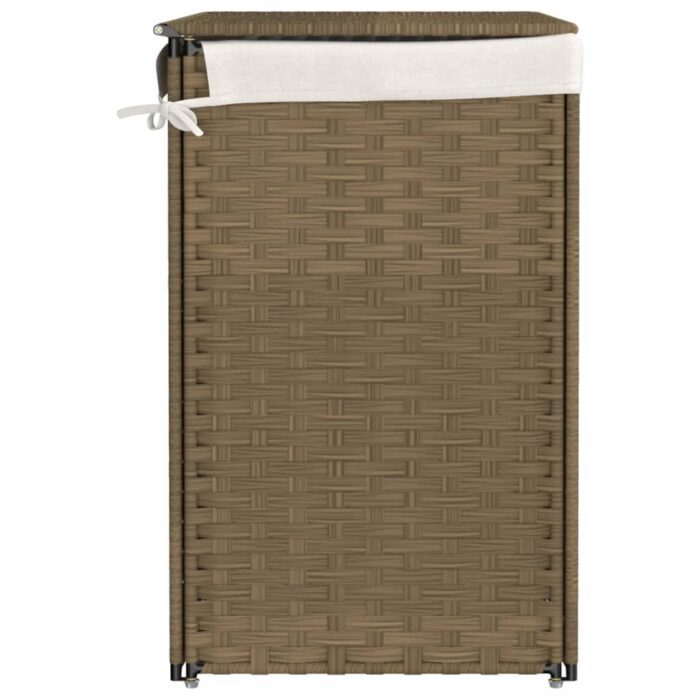 Wäschekorb mit 2 Fächern 53x35x57 cm Poly Rattan – Bild 5