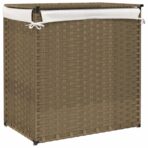 Wäschekorb mit 2 Fächern 53x35x57 cm Poly Rattan – Bild 6